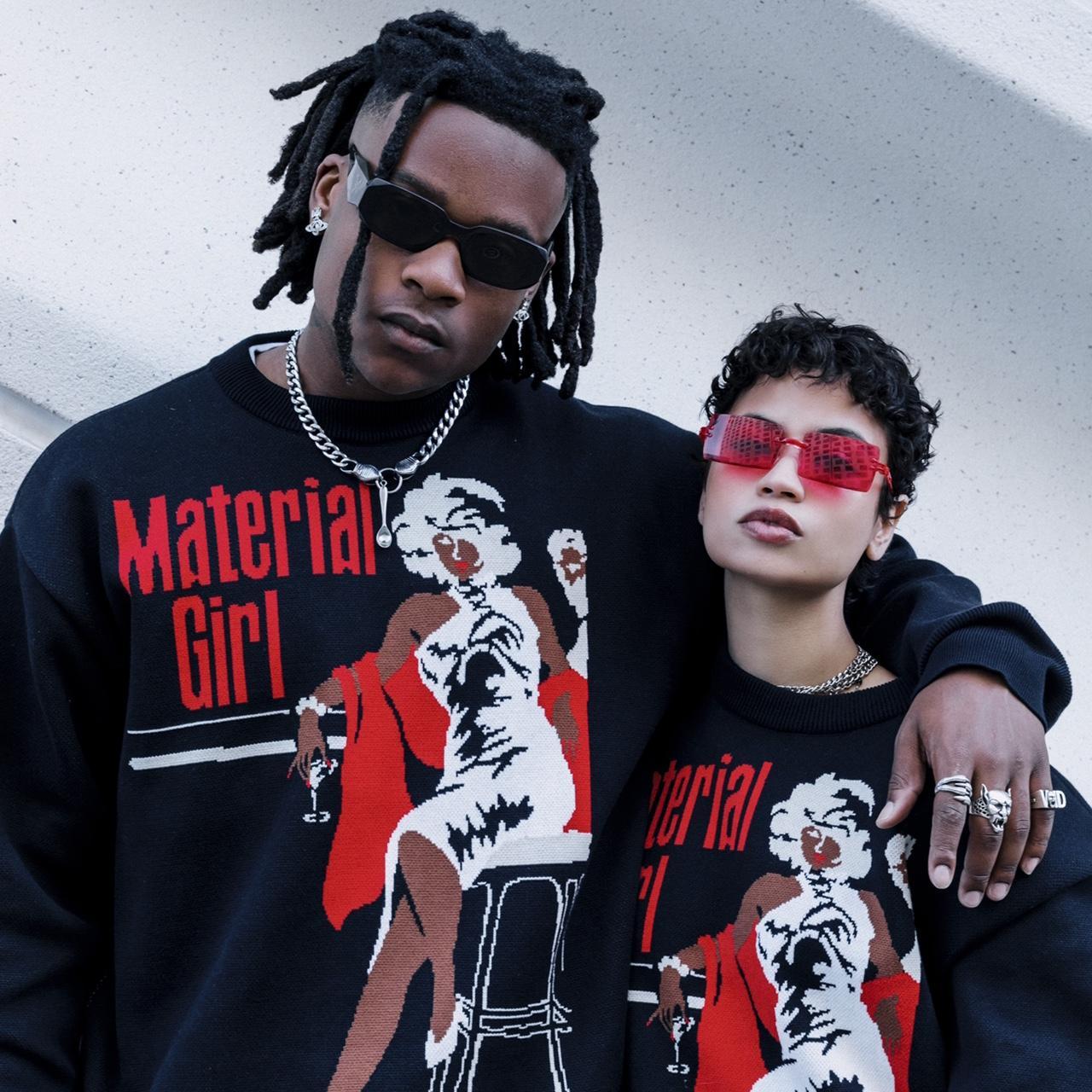 “ MATERIAL GIRL” UNISEX KNITTED CREWNECK , “MATERIAL...