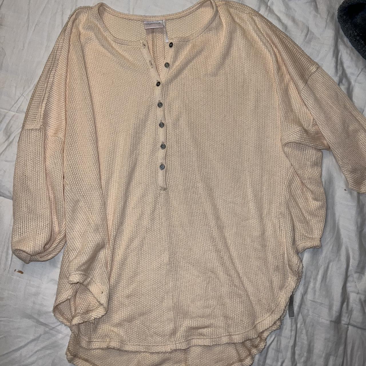 urban outfitters pale yellow tunic henley top worn... - Depop