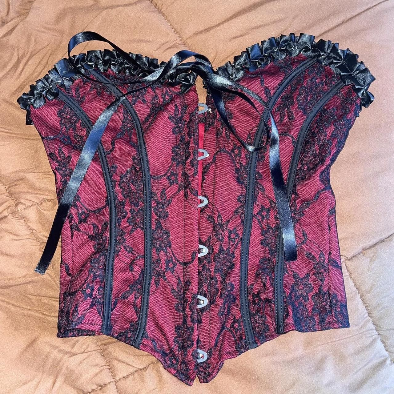 Red and black corset top size xxs. Brand new with tags - Depop