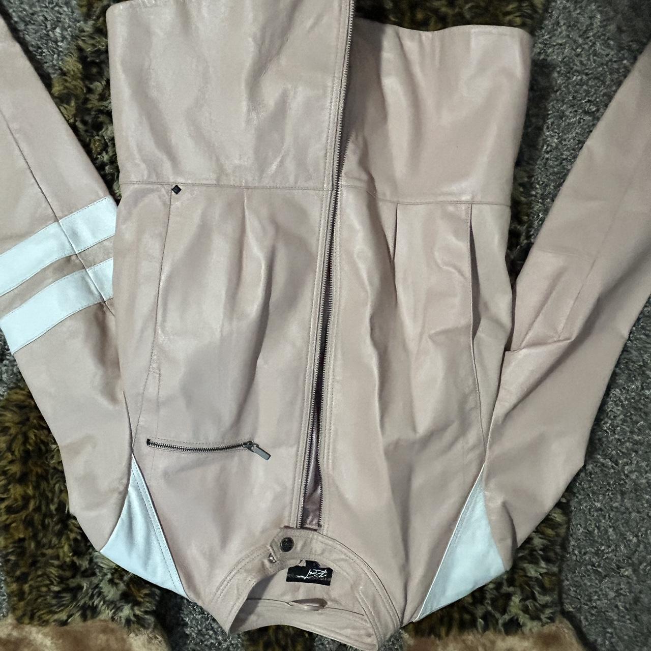 pink leather jacket - Depop