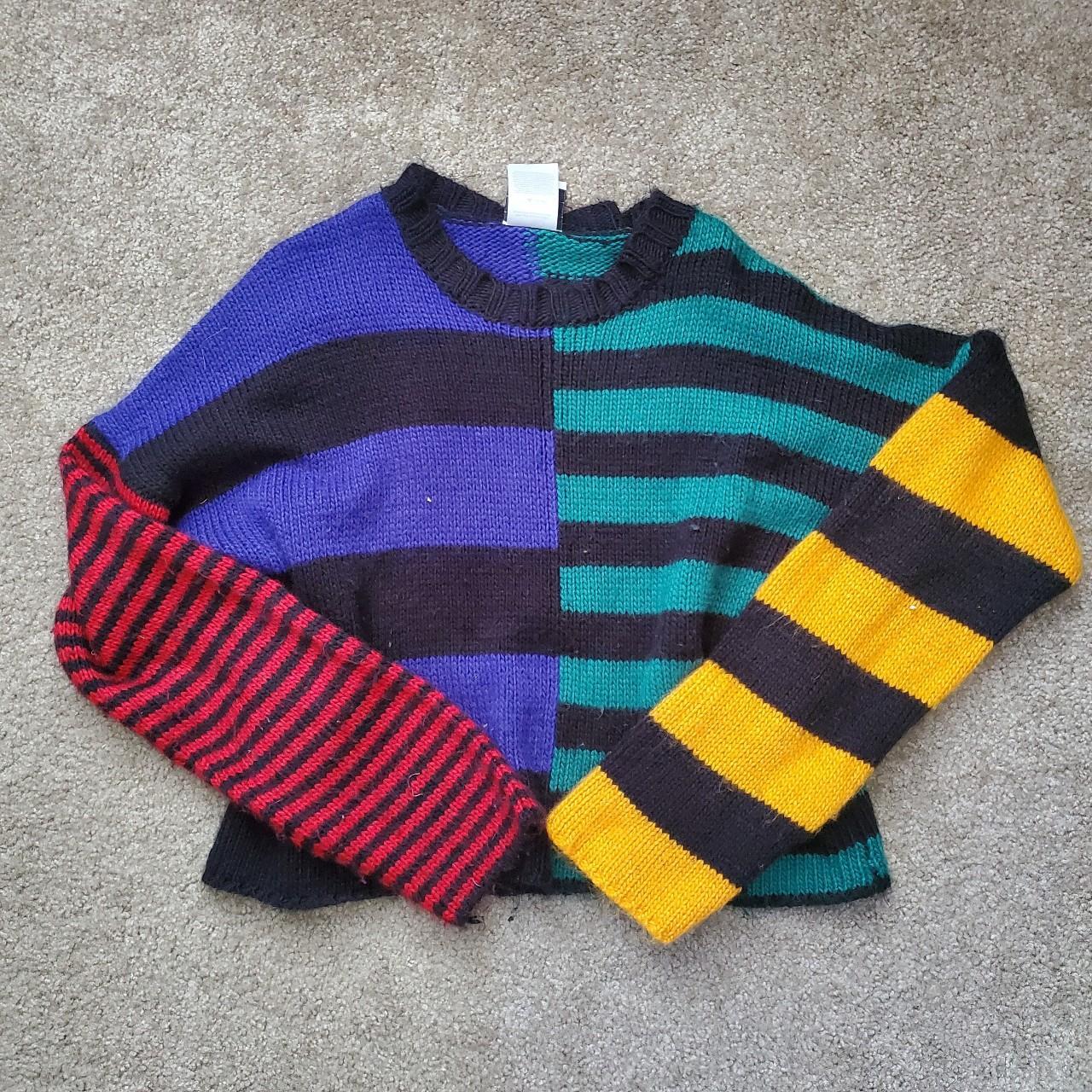 Ragged priest striped patchwork sweater. Size is M.... - Depop