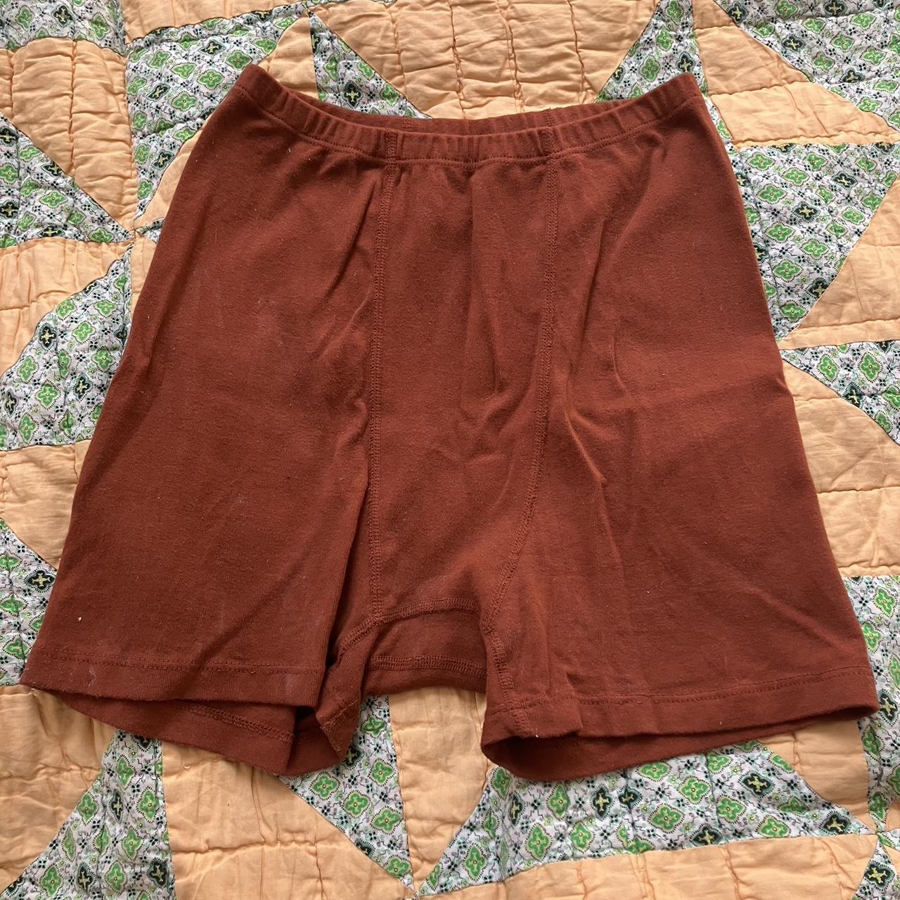 pansy stretch shorts in rust size medium (view size... Depop