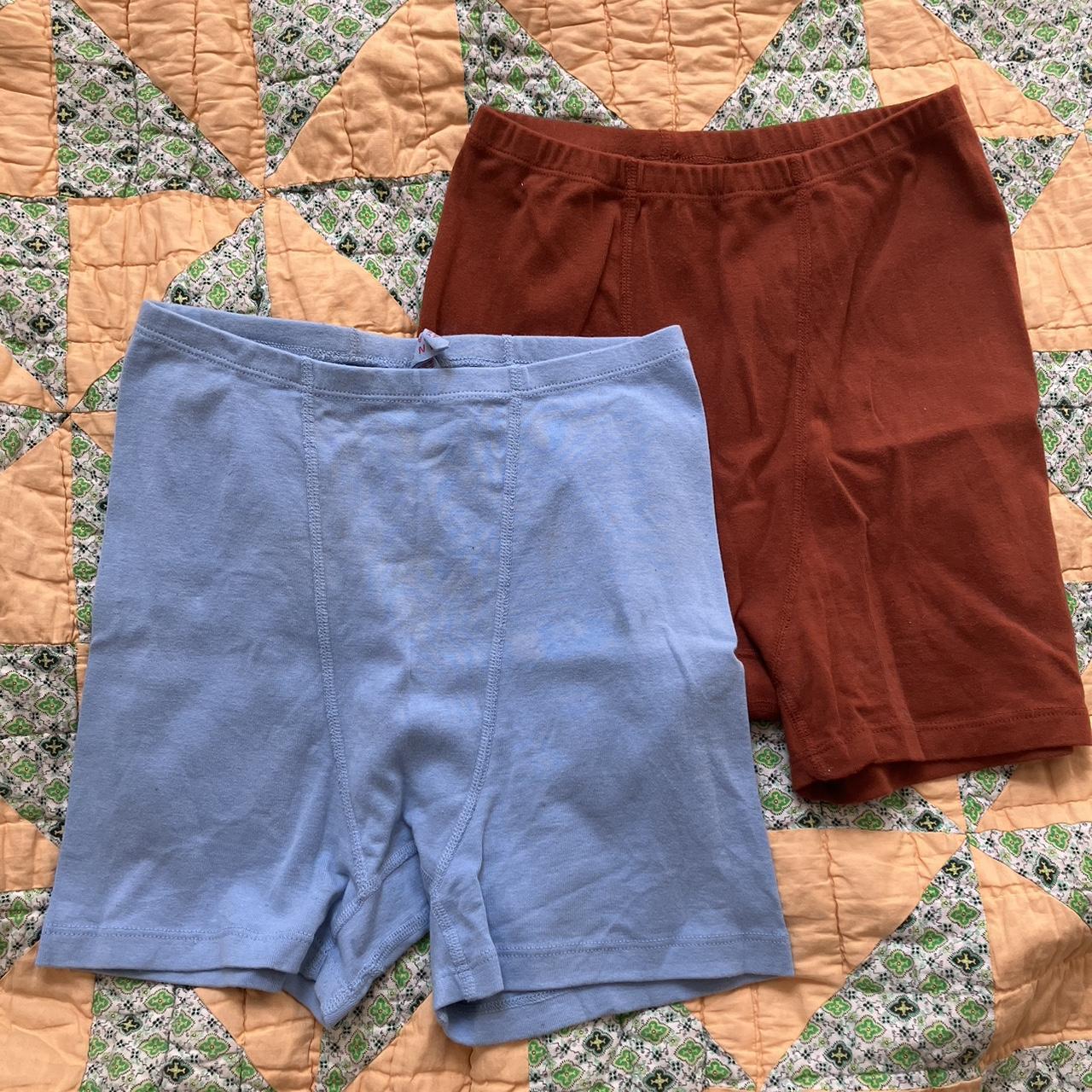 two pairs of pansy stretch shorts in sky and... Depop