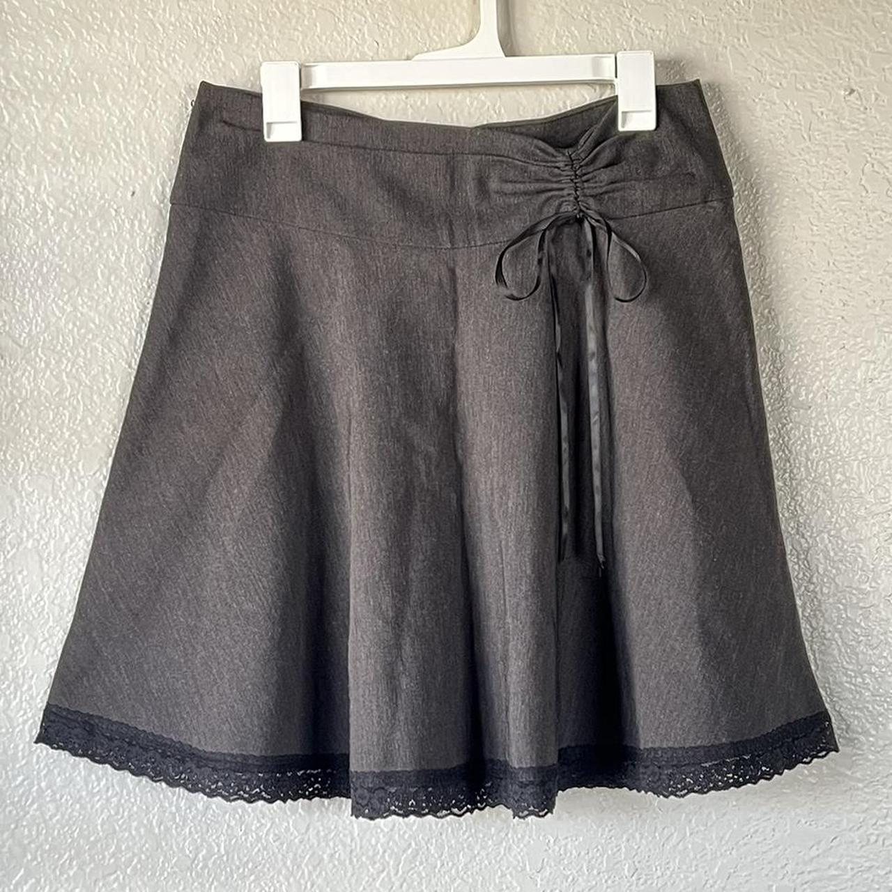 Dark academia Lace Bow skirt super cute knee-length... - Depop
