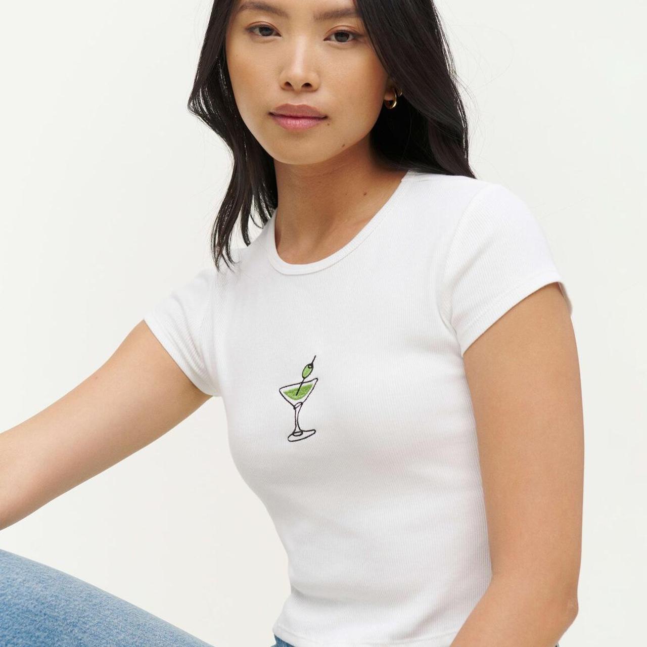 Reformation Women's White and Green T-shirt