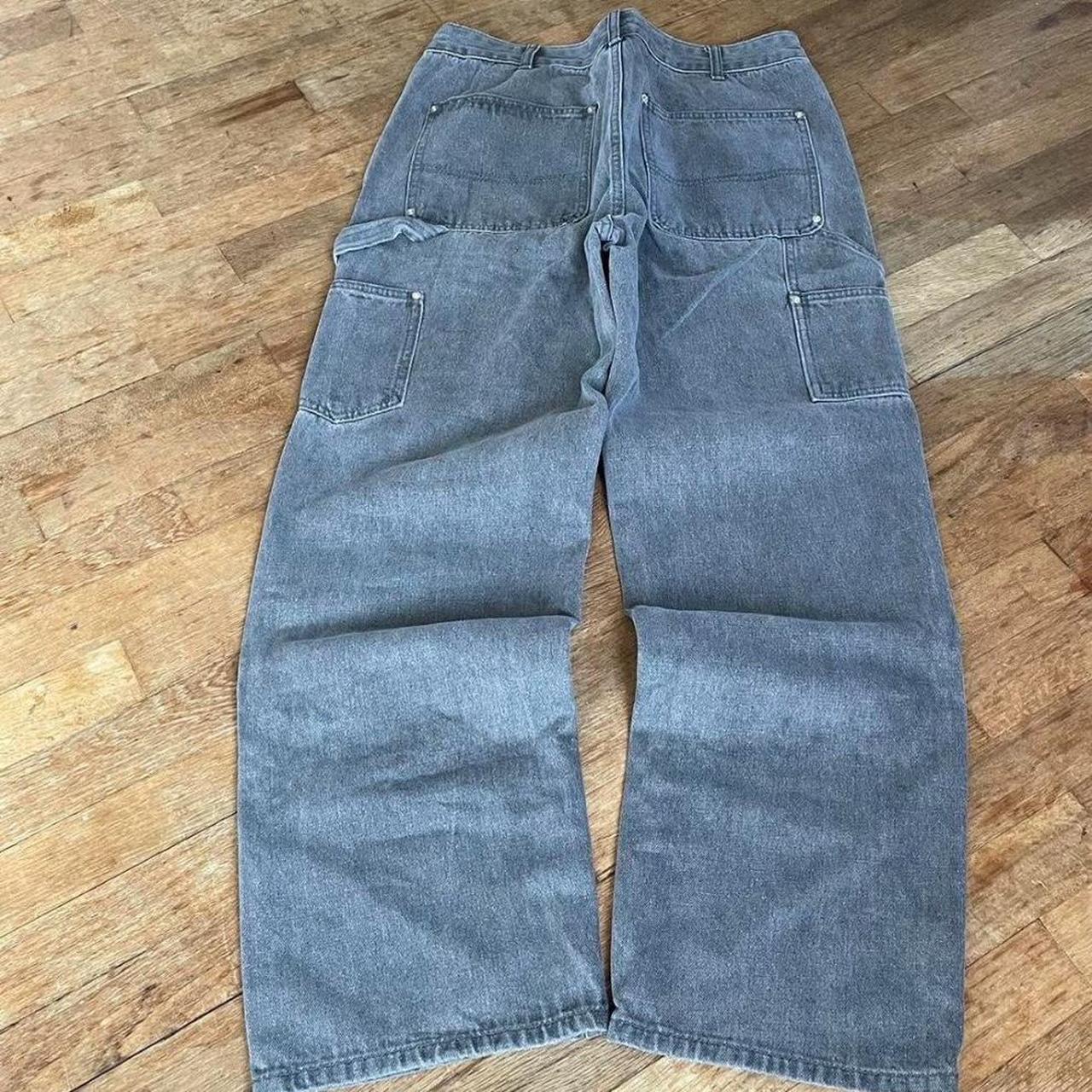 y2k/2000s baggy grey double knee jeans Size 30 x... - Depop