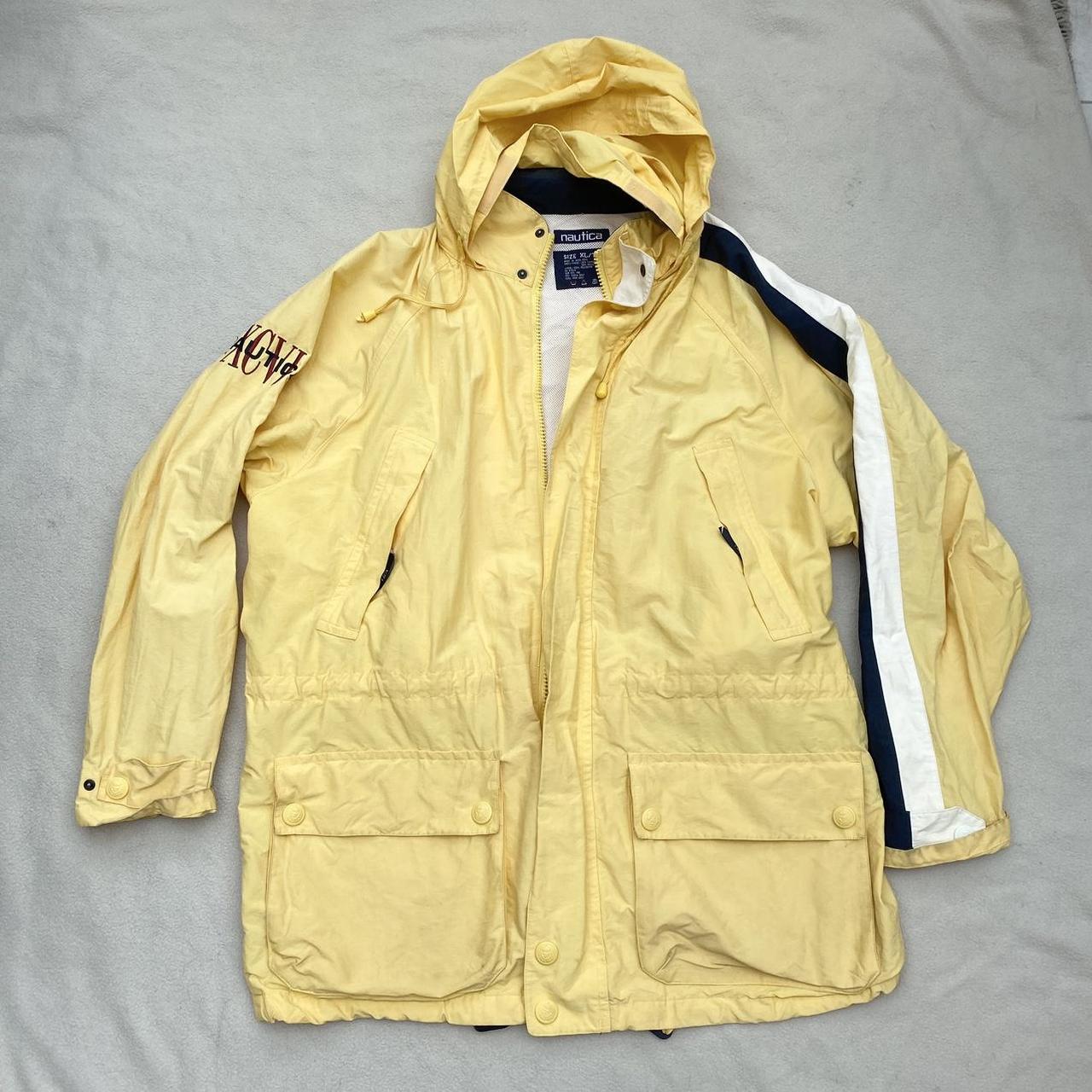 vintage yellow nautica jacket / coat retractable... - Depop