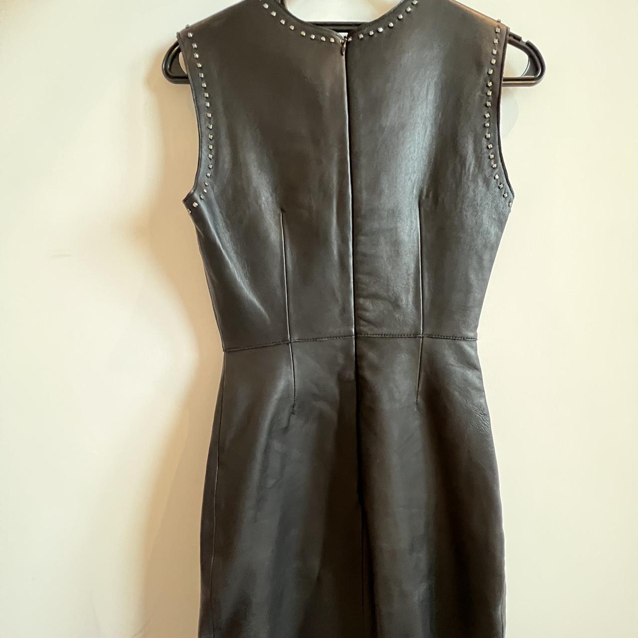 Reiss Leaf-embellished Black Leather Dress Size UK... - Depop