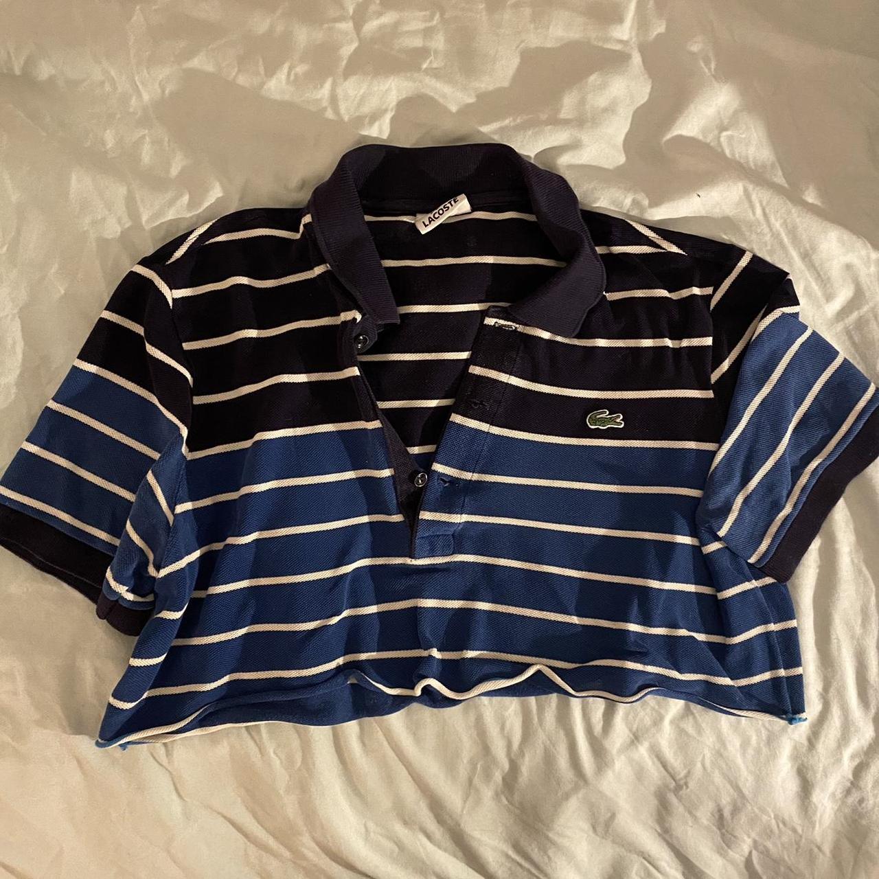 cropped striped lacoste shirt ( originally a polo... - Depop