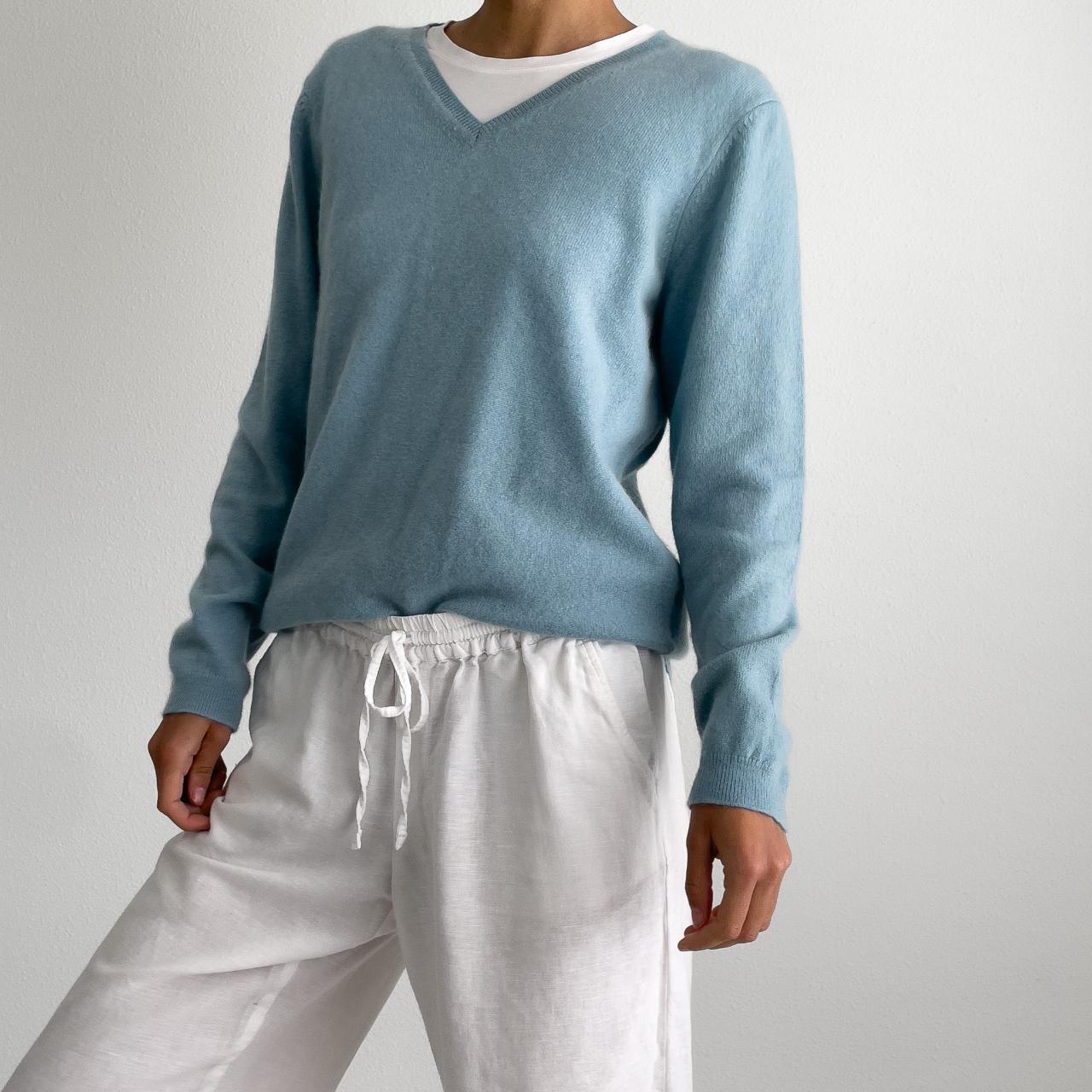 baby blue cashmere sweater pair with grey sweat... Depop