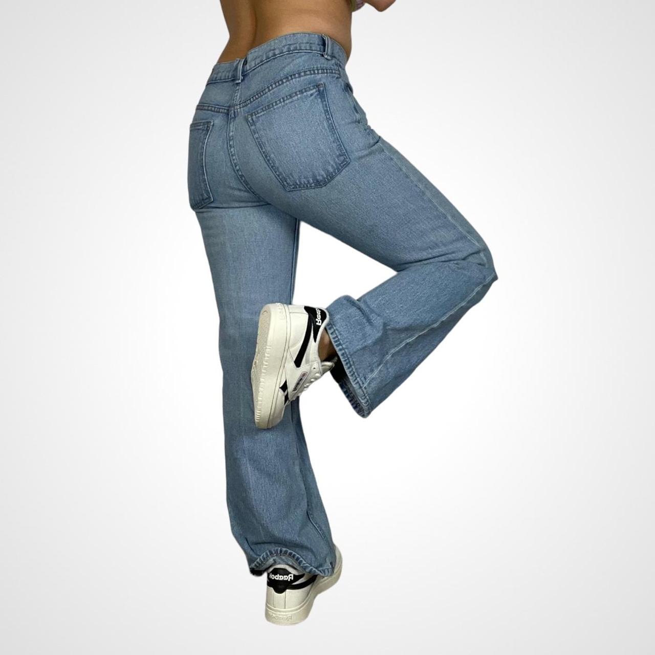 Y2K High Waisted Flare Jeans in light washed Laight... Depop