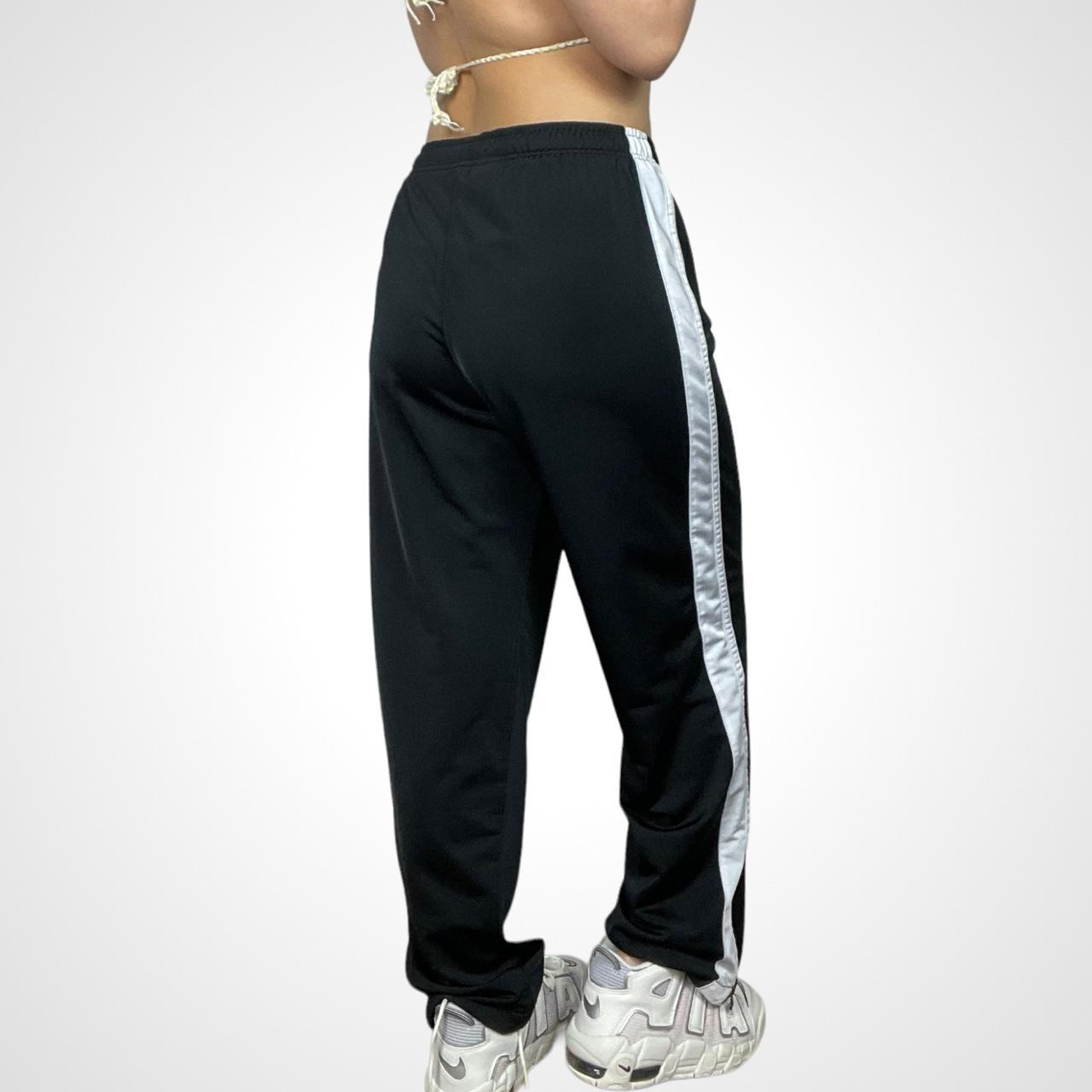 Y2K Nike Track Pants in Black White side stripes... Depop