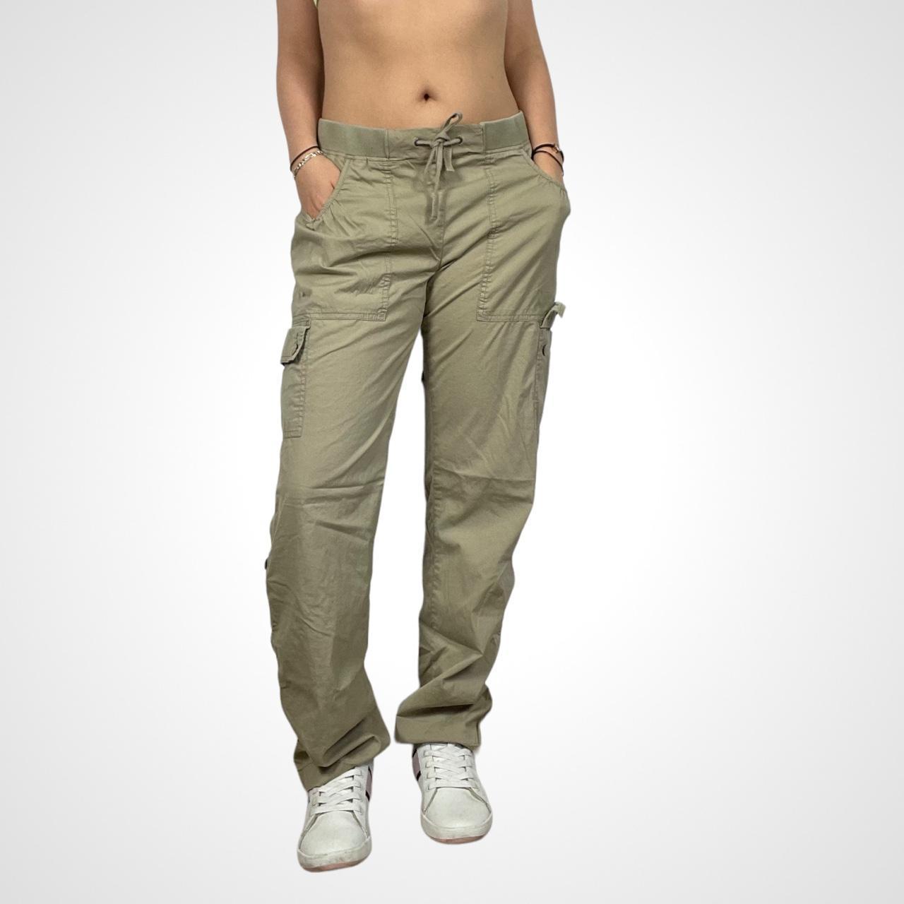 y2k low rise cargo pants in brown tan fits low to... - Depop