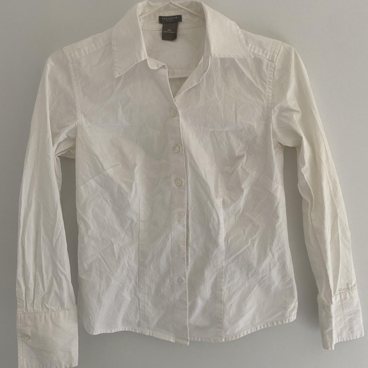 Ann Taylor Women's White Blouse | Depop