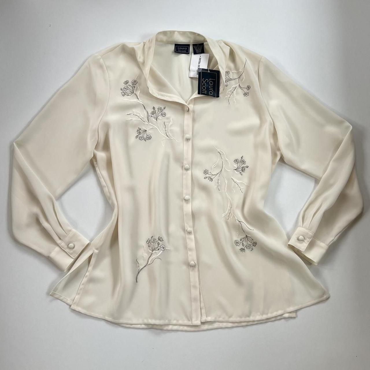 Sears Women's Cream and White Blouse