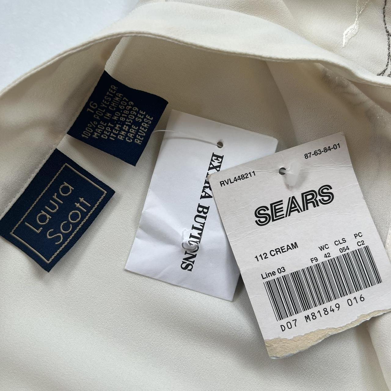 Sears Women's Cream and White Blouse (2)