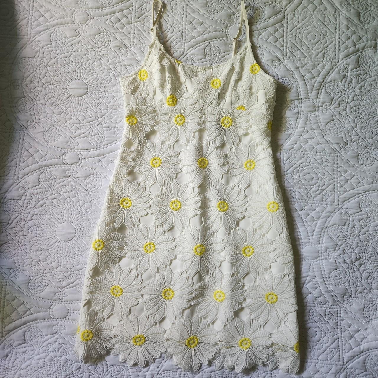 Women's White and Yellow Dress | Depop