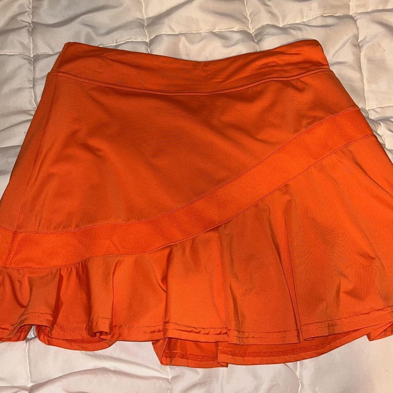ORANGE TENNIS SKIRT built in spandex never worn Depop