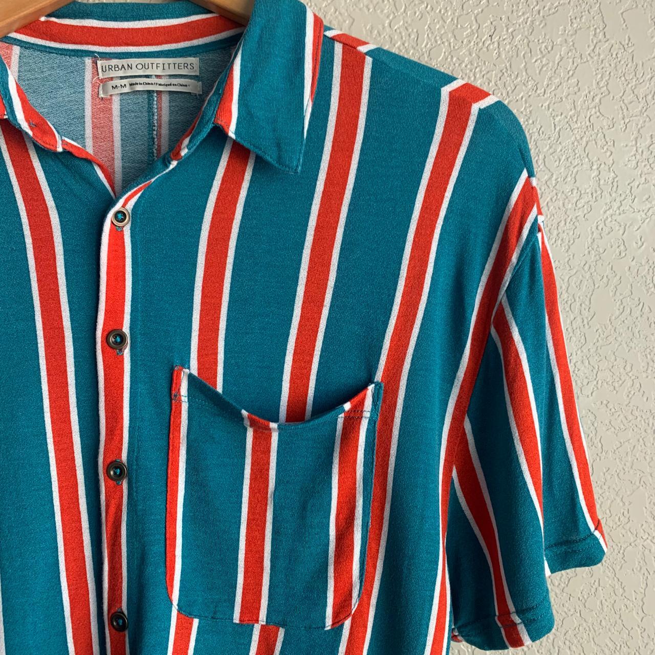 Button Down Stripe Blouse 100% Rayon Size - Depop