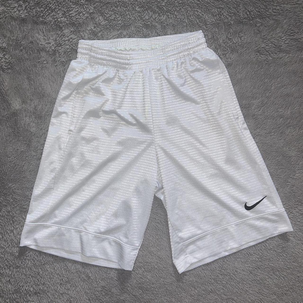 Nike White Shorts with Neon Drawstring - Size... - Depop