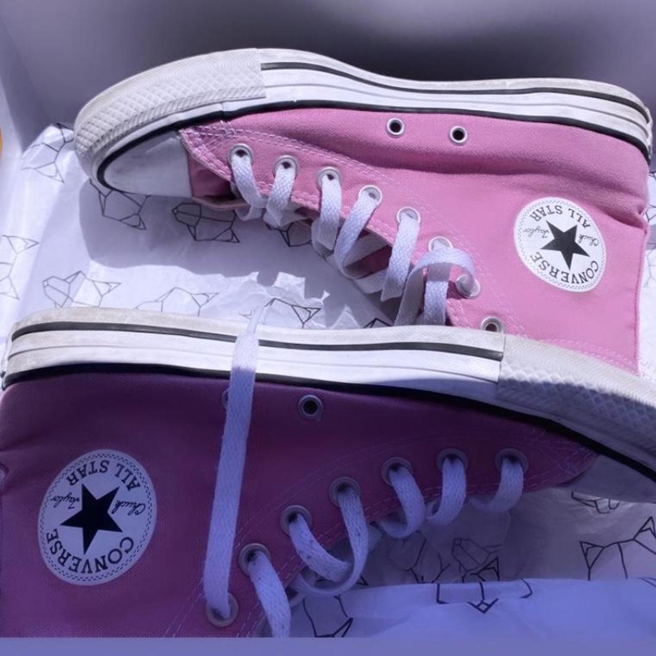 Converse Women's Pink Trainers Depop
