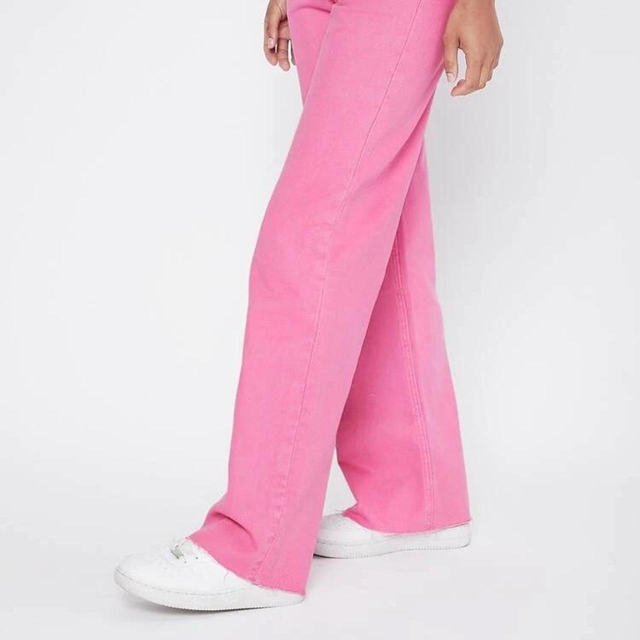 HIGH WAISTED WIDE LEG PINK JEANS WOMENS 25 GREAT... Depop