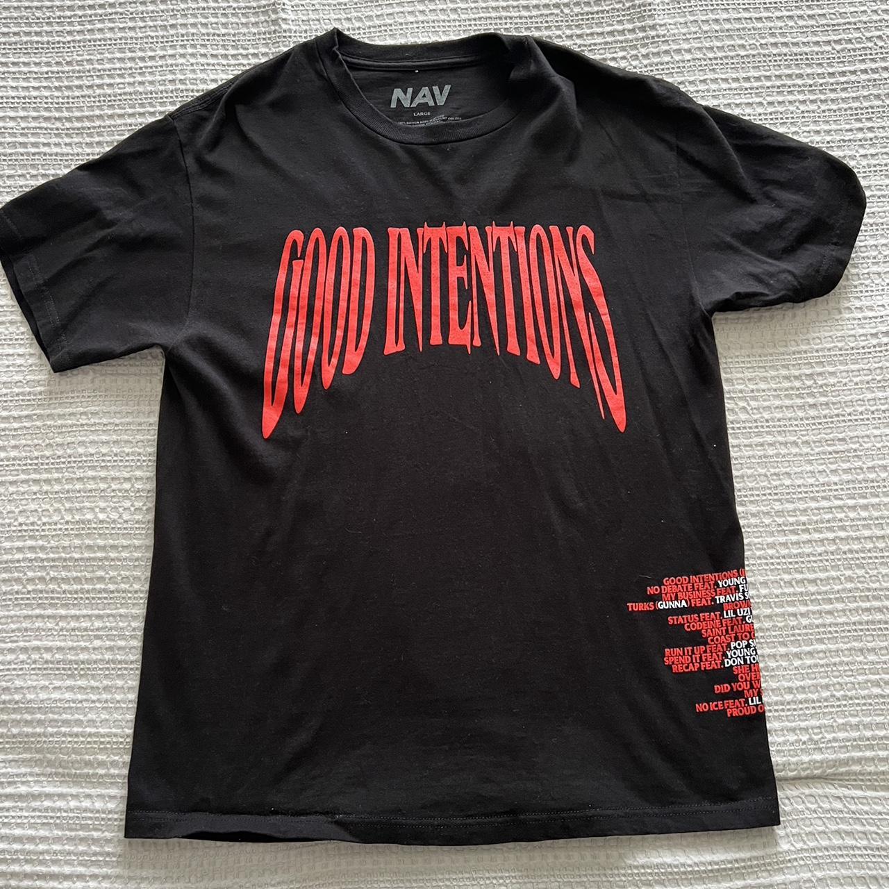 Nav x VLONE Good Intentions Doves factory Hip Hop Rap Tour Merch Tee in Black S