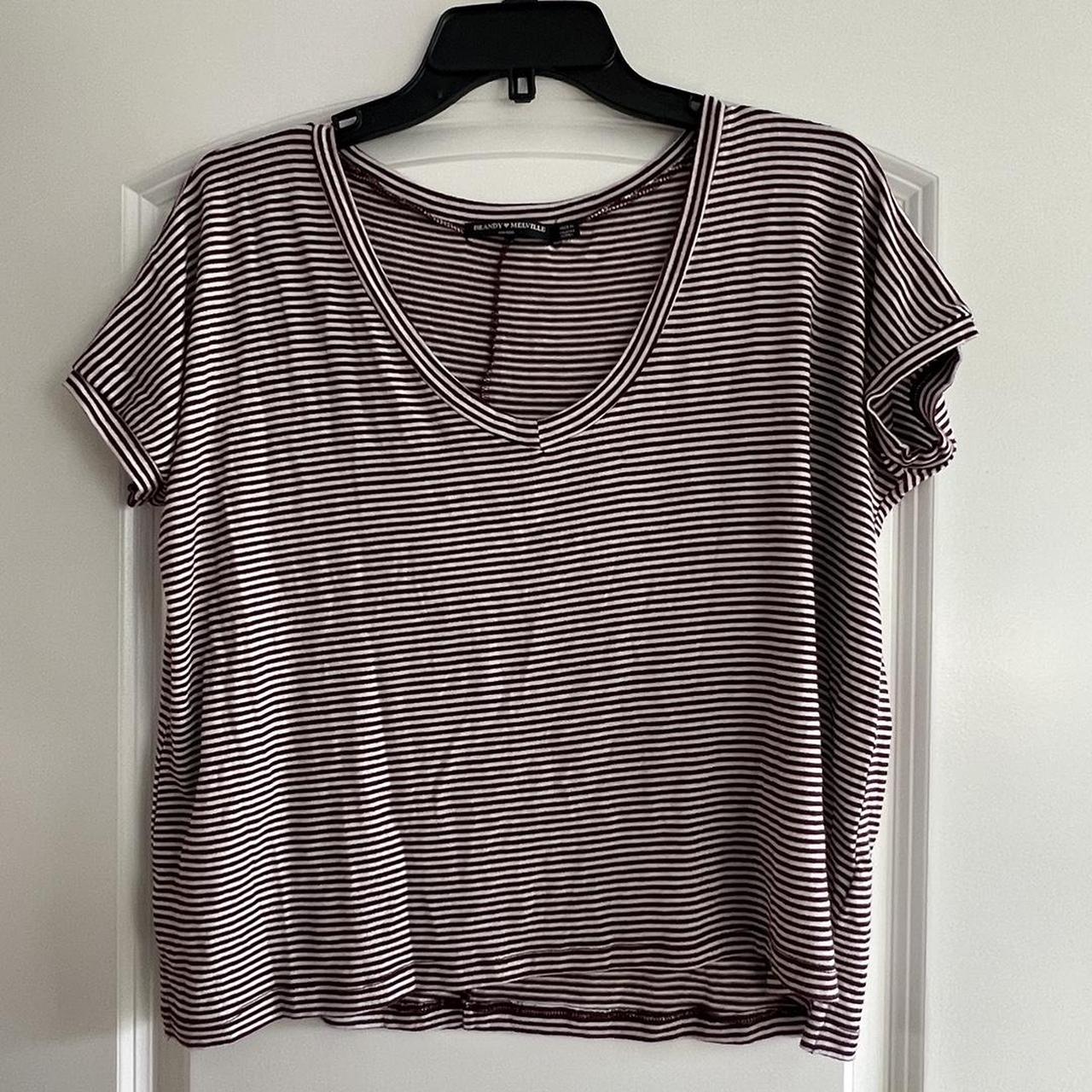 Brandy Melville red and white striped top - Depop