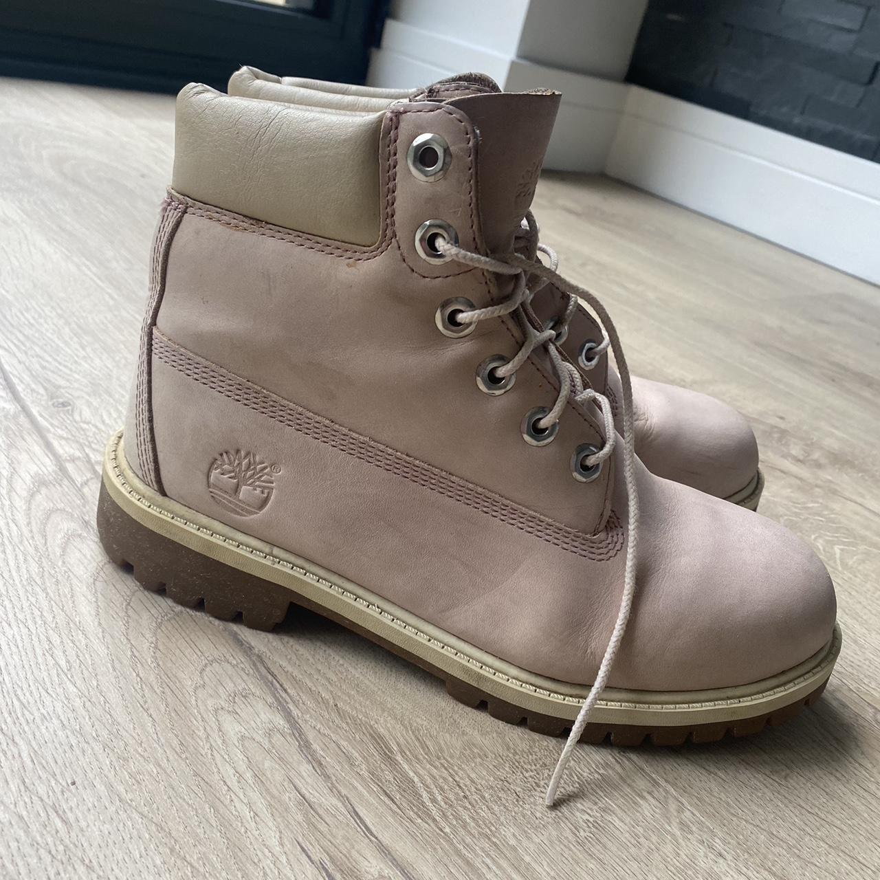 Timberland premium boots in lilac and cream boots Depop