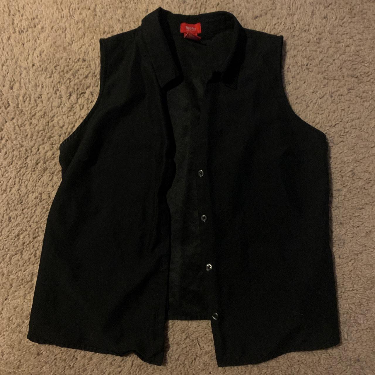 Black button-up shirt vest, labeled size large but... - Depop