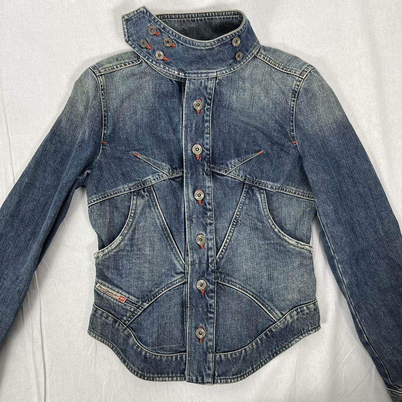 👽 Diesel denim biker corset lace jacket, deadstock.... - Depop