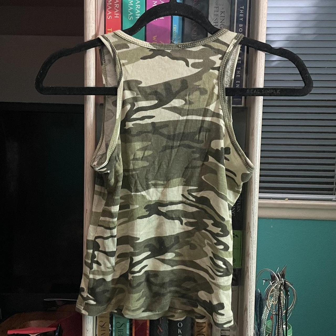 Express Women's Khaki and White Vest Depop