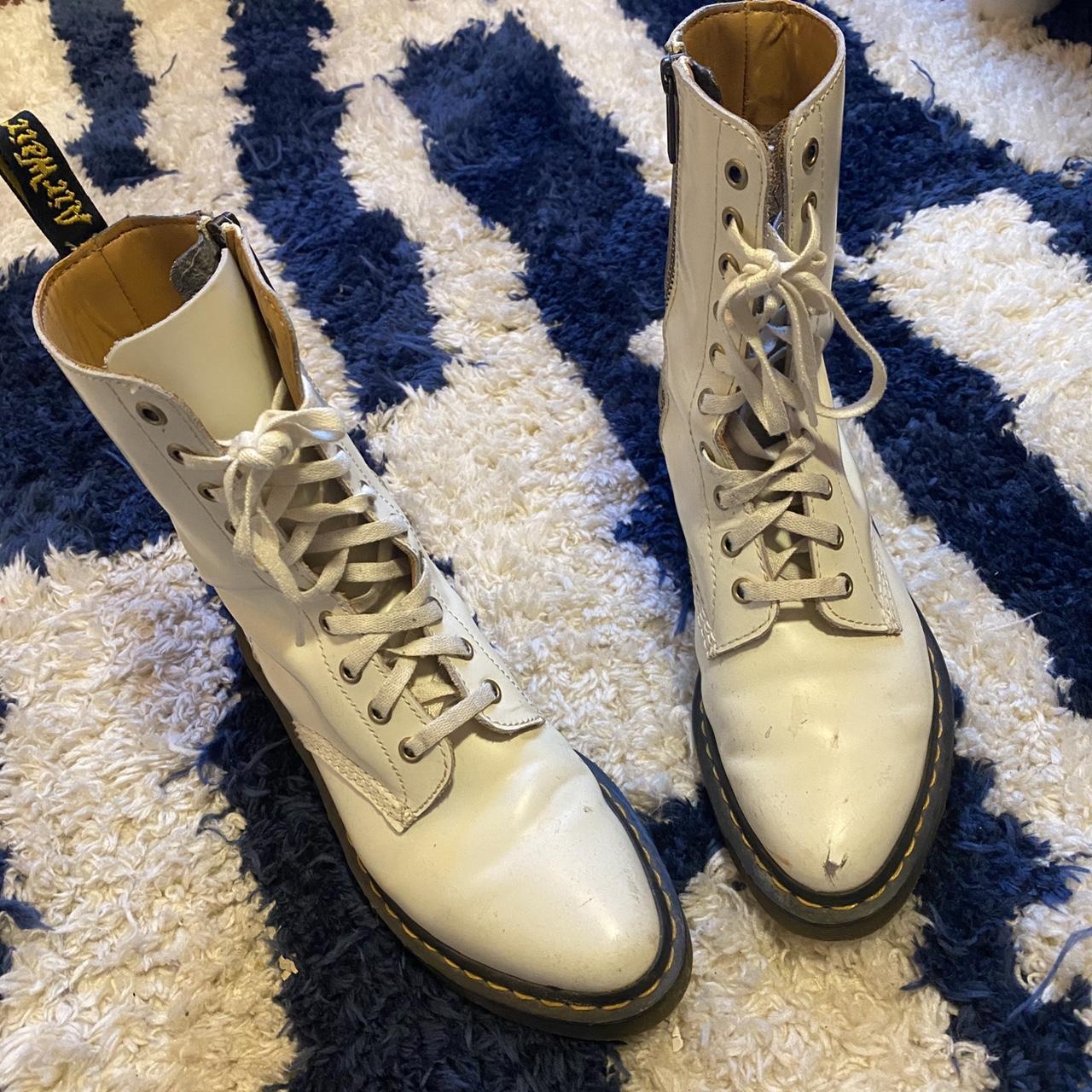 Rare white Dr. Martens Alix boots with pointed toe. Depop