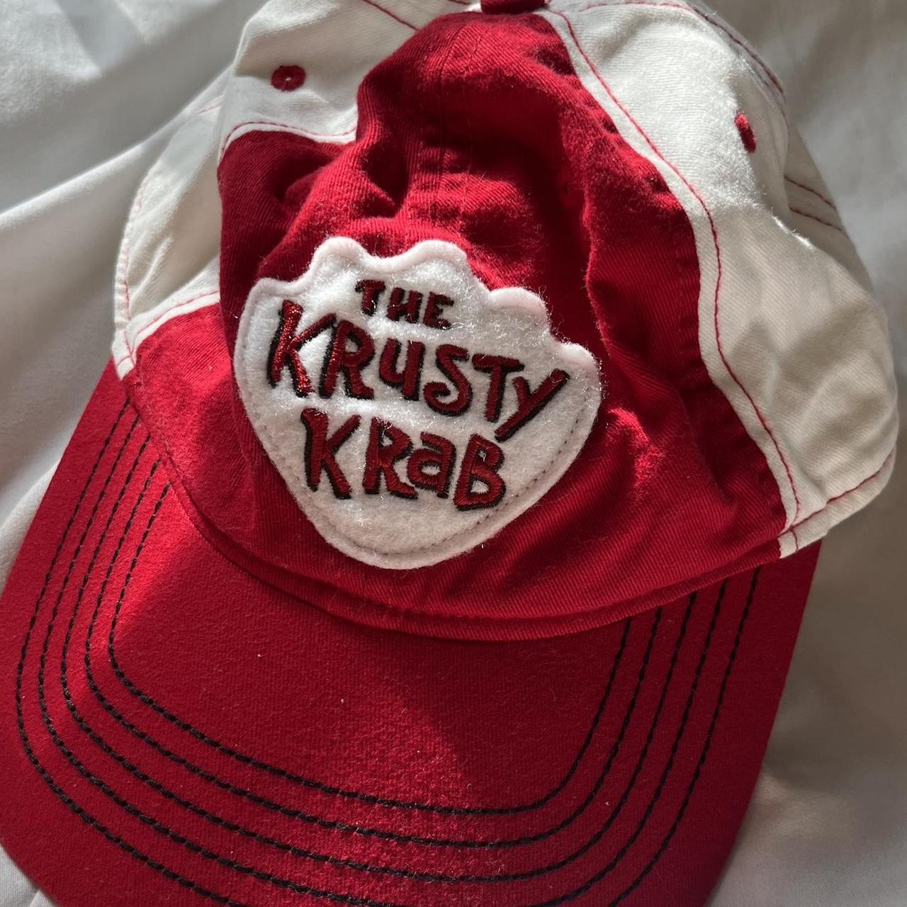 Universal Studios Cap Red and White The Krusty Krab... - Depop