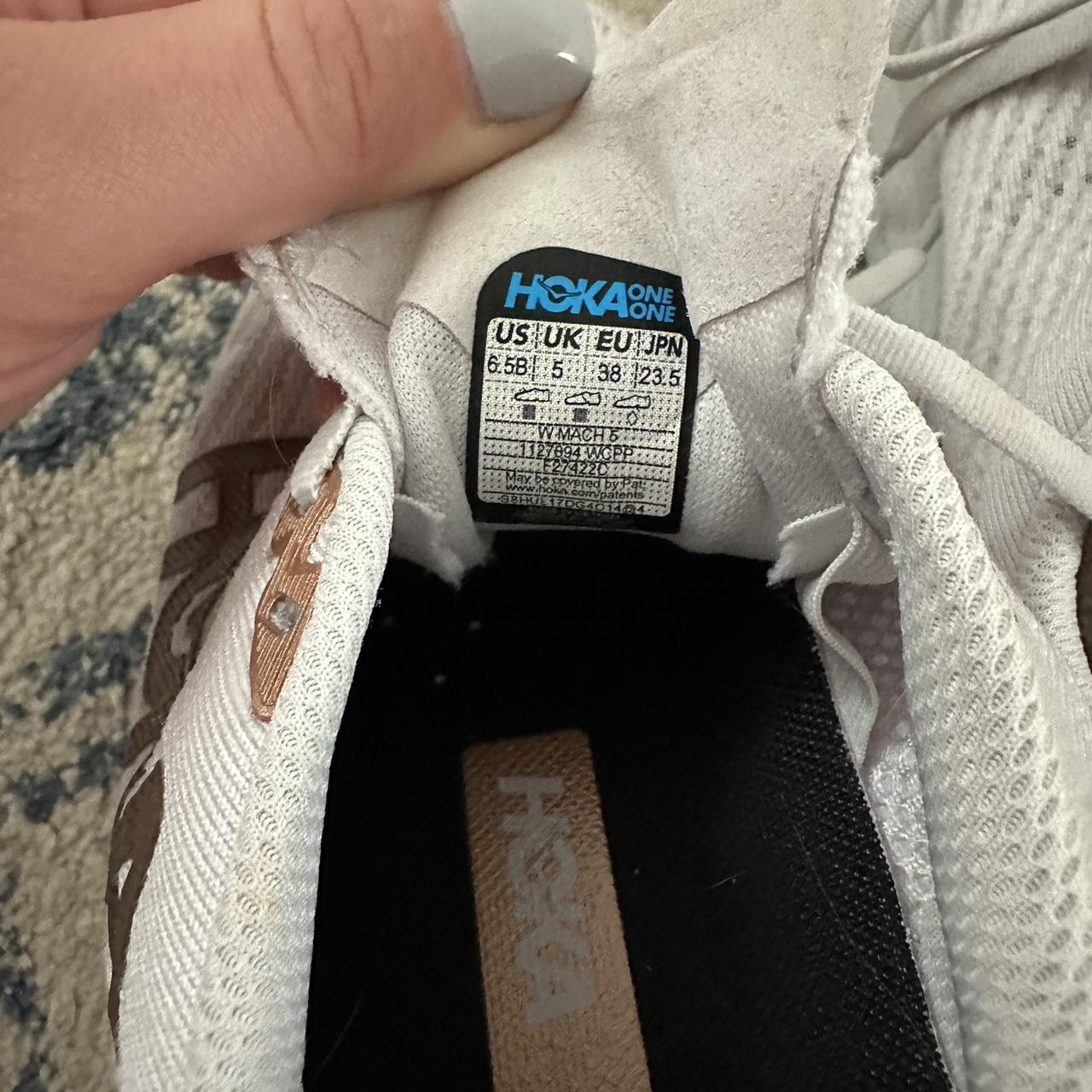 White hokas with gold/bronze symbol Will be washed... - Depop