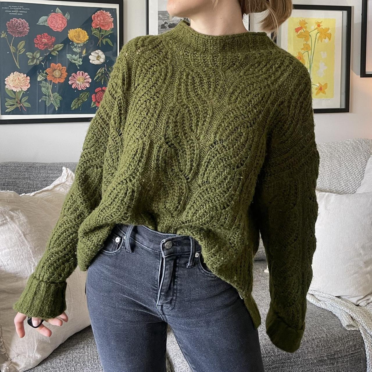 Forest / moss green sweater ABOUT This knit sweater... - Depop