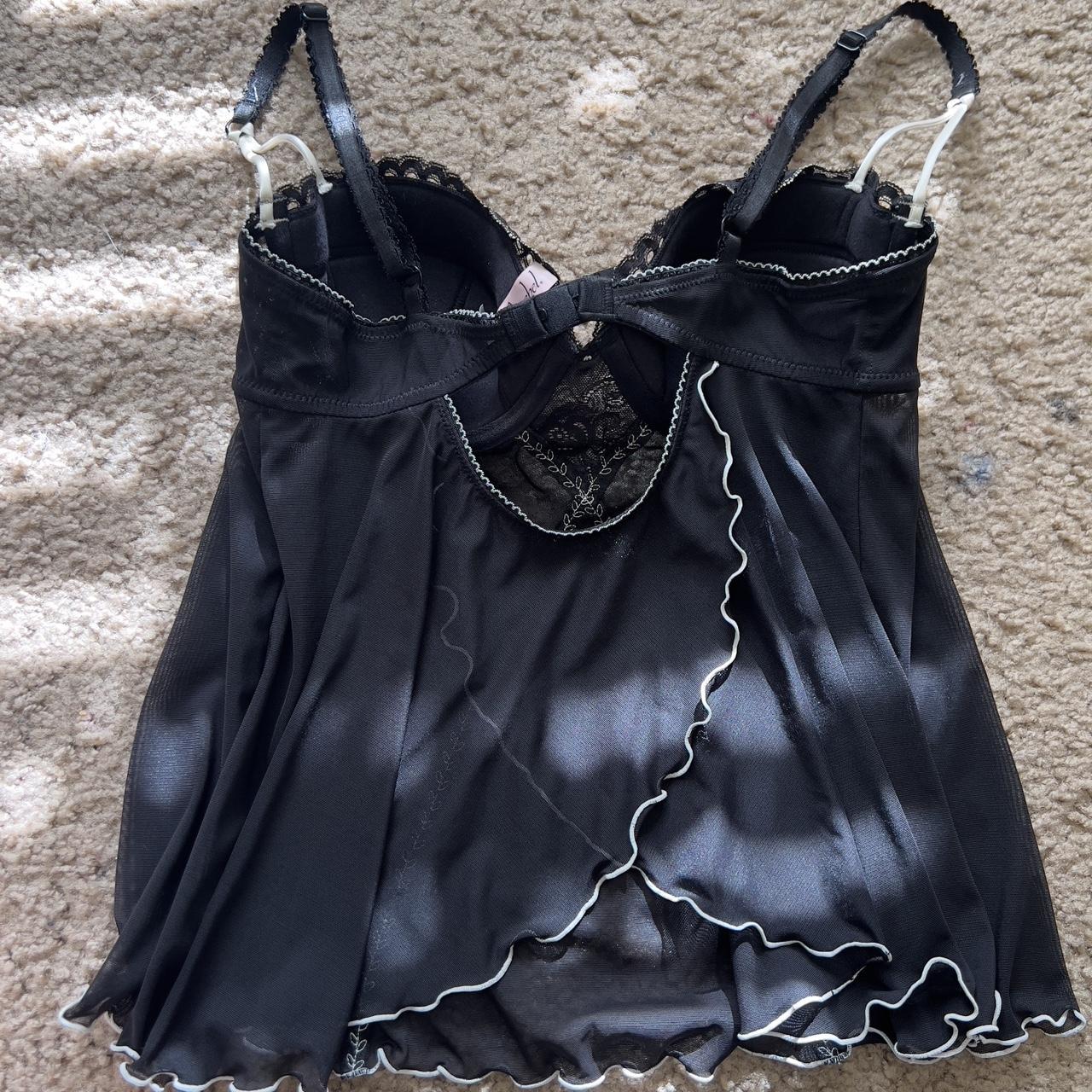 Jezebel Black And White Ruffle Lingerie Top With Depop