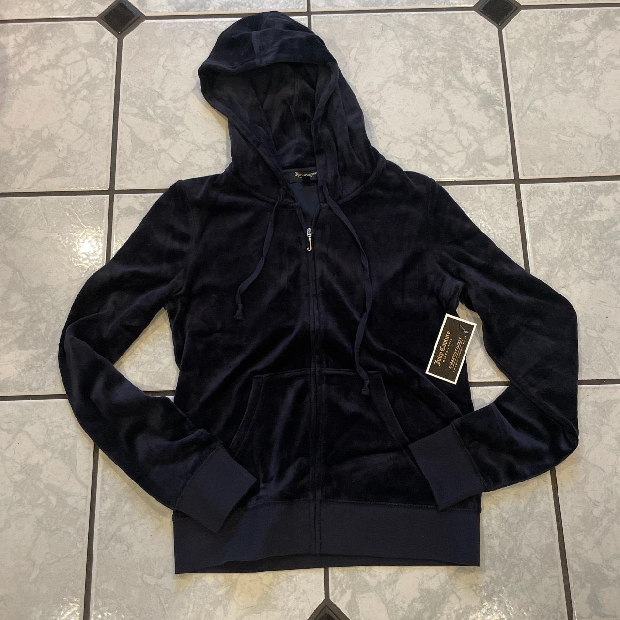 NWT Y2k Juicy Couture Velour Jacket Dark Navy Size... - Depop