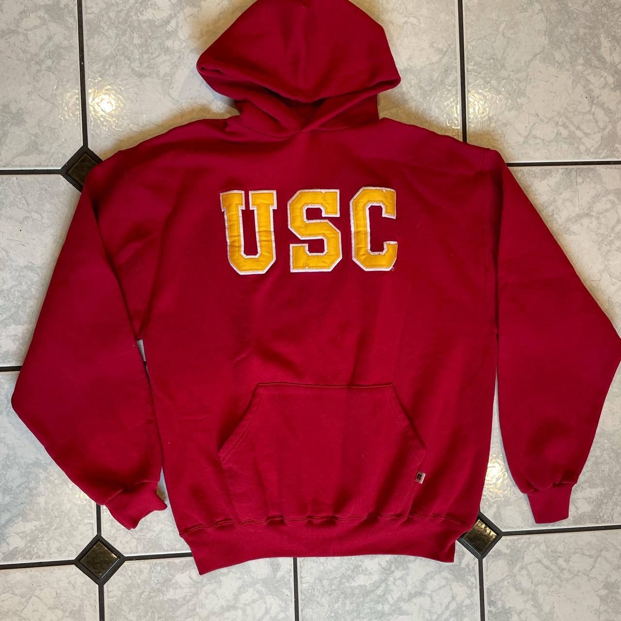 Russell Athletic Men's Red and Gold Hoodie | Depop