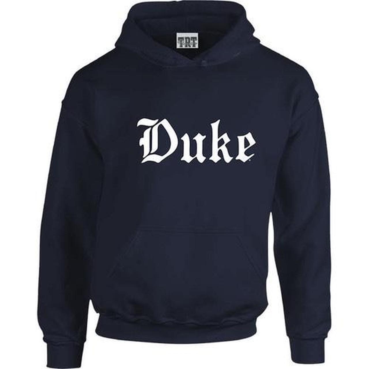 Duke University Gothic Logo Navy Blue Pullover... - Depop