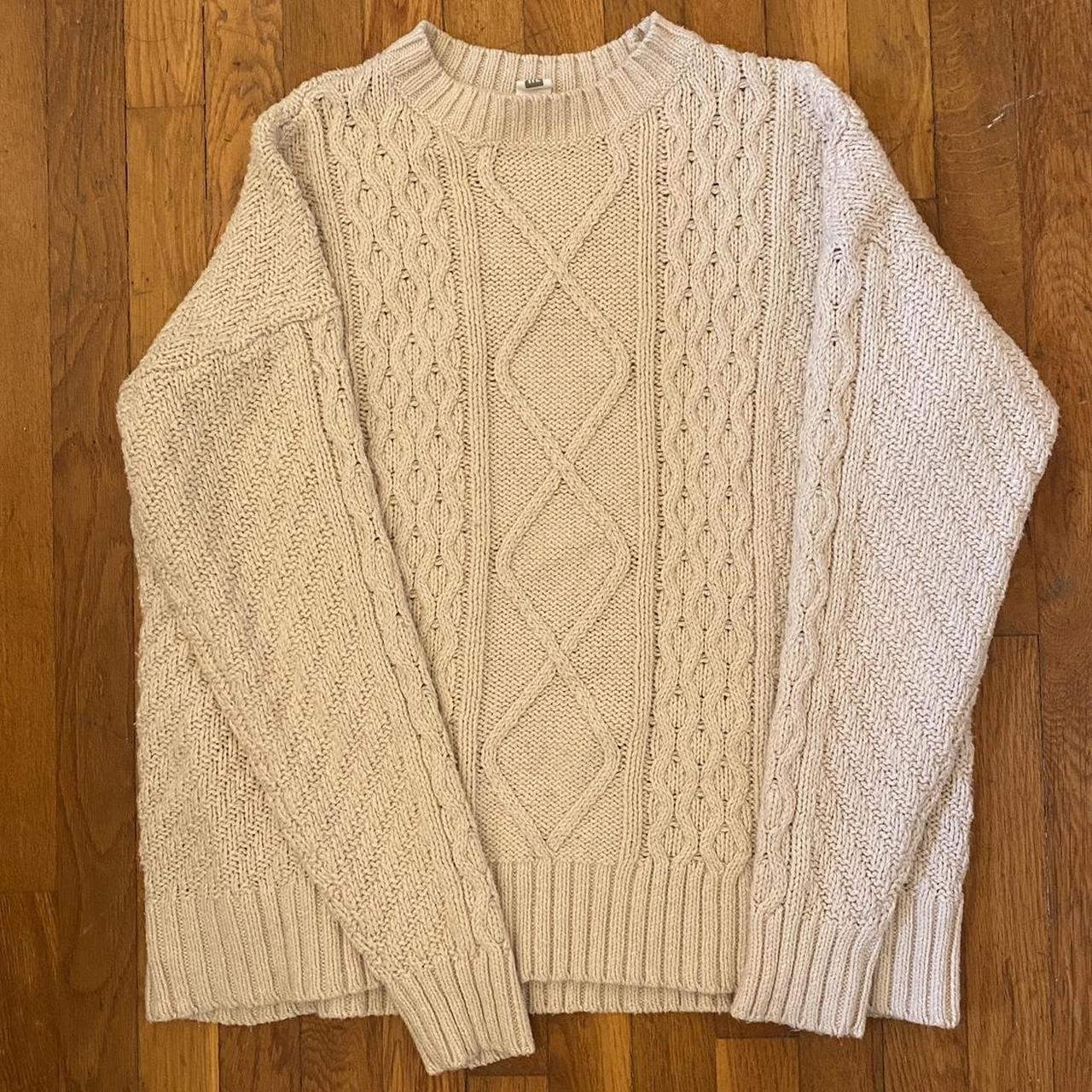 Cream knitted sweater Size L mens/XL womens No Depop