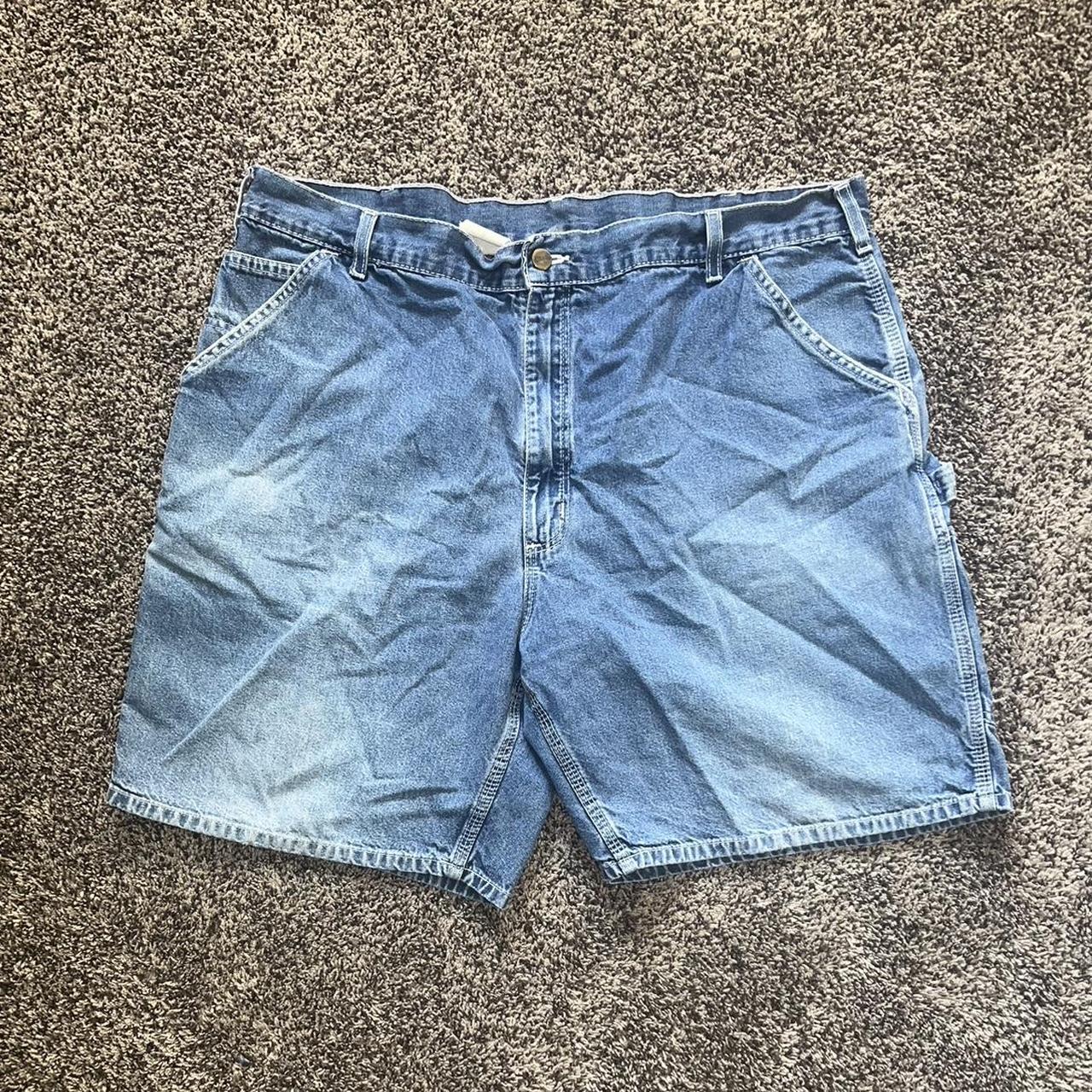 Vintage faded carhartt carpenter jean shorts, size... - Depop