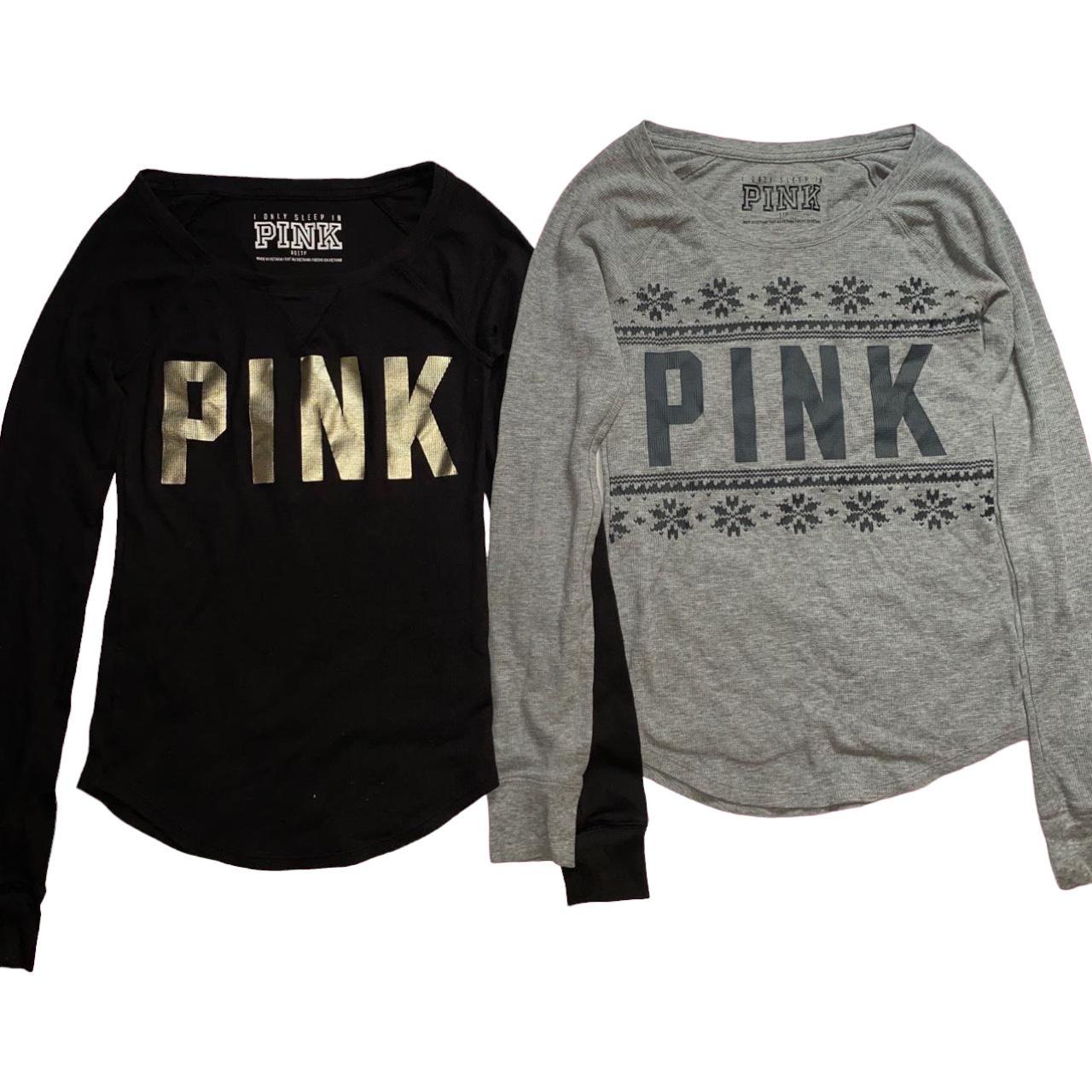 VICTORIA SECRET PINK 💓 Black/gray VS Pink pull over - Depop