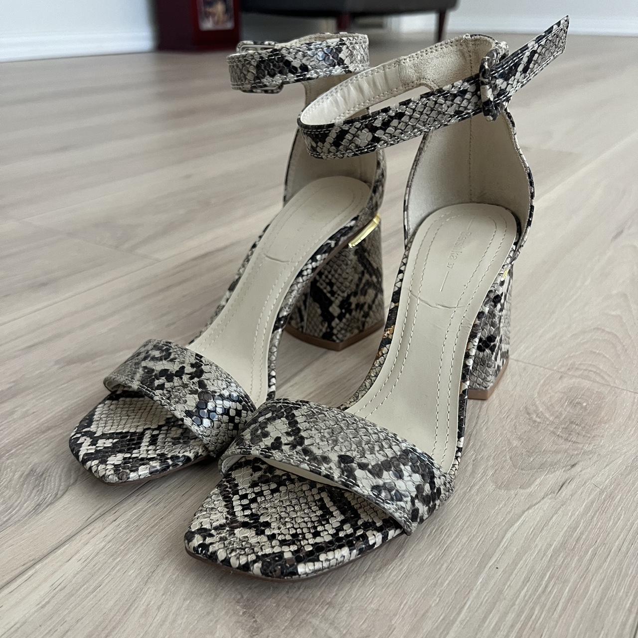 Grey snake print block heels hotsell