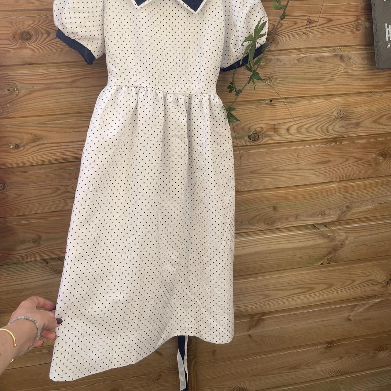 babydoll polka dot dress with collar and buttons on... - Depop