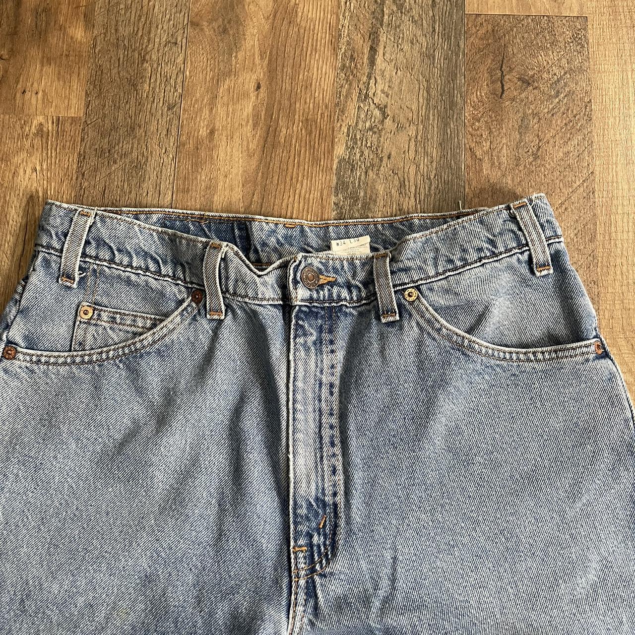 Vintage 90s Levi's white tab light blue denim jeans.... - Depop