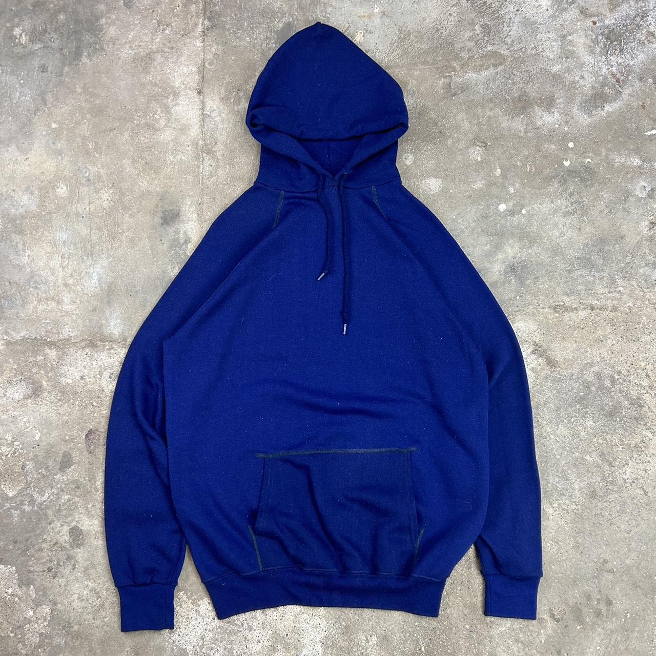 True Vintage 1970s Blue Hoodie Fits Like a... - Depop