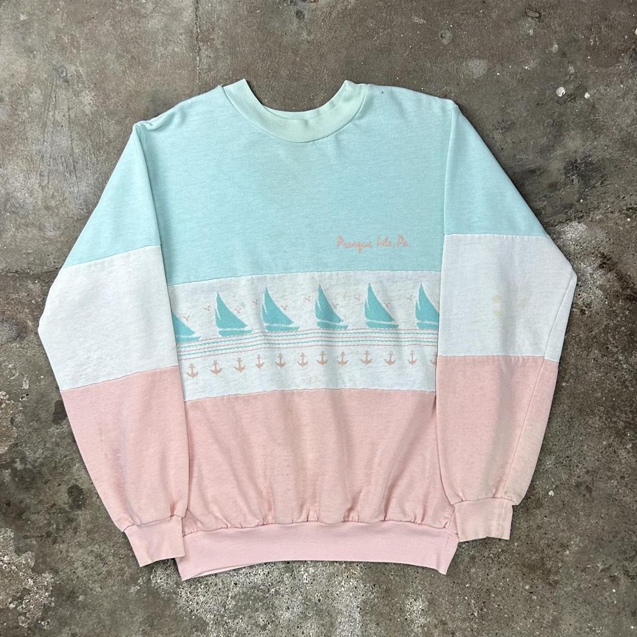 Perfect 90s Color Block Crewneck Pullover Sweatshirt