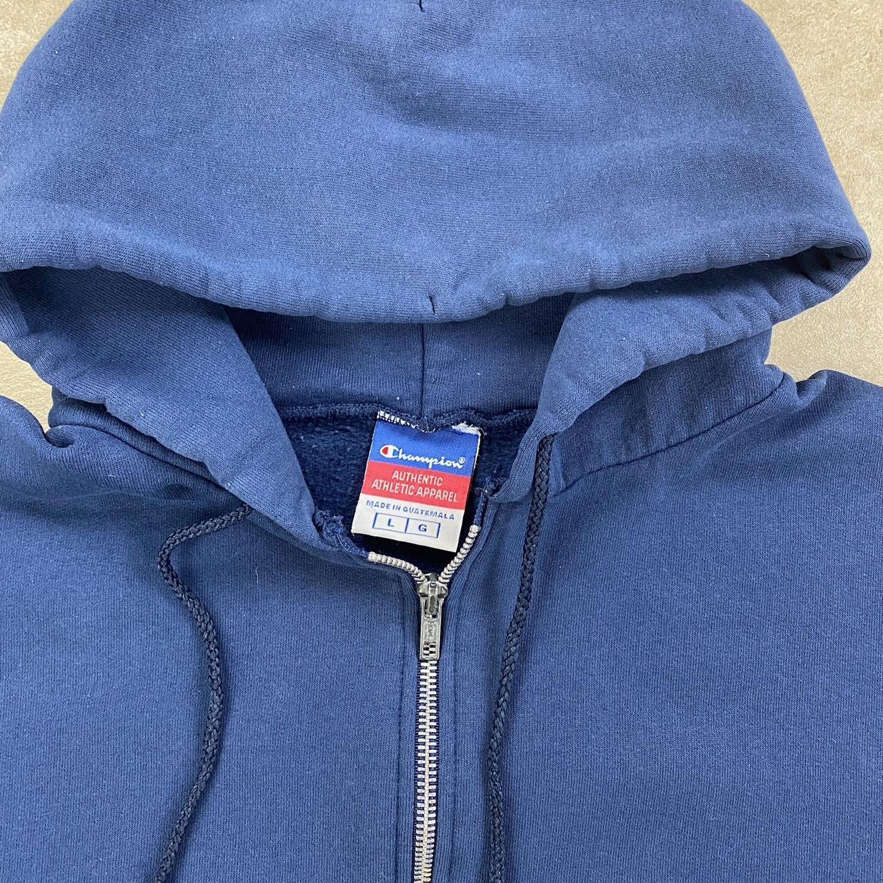 Vintage 90s Navy Blue Champion Full Zip Blank... - Depop