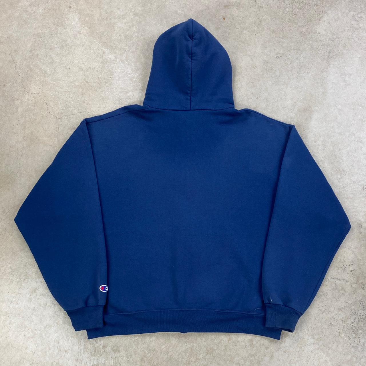 Vintage 90s Navy Blue Champion Full Zip Blank... - Depop